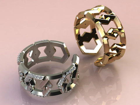 Fashion Diamond Rings 3D Print Model