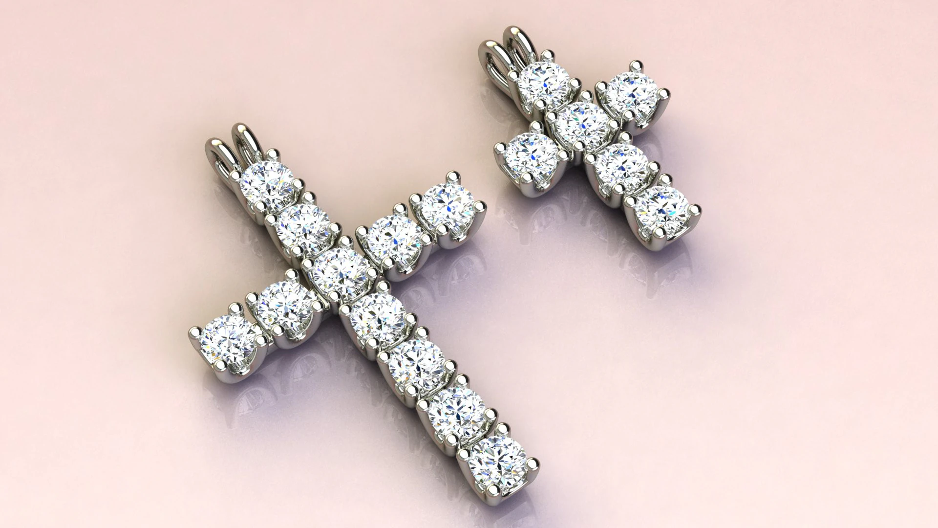 Cross with diamonds 3D Print Model .c4d .max .obj .3ds .fbx .stl .blend