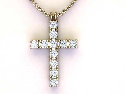 Cross with diamonds 3D Print Model