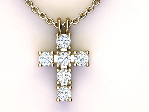 Cross with diamonds 3D Print Model