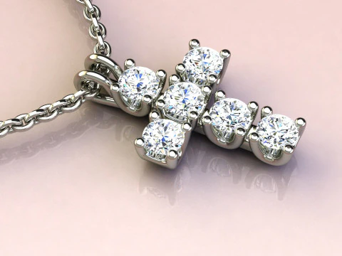 Cross with diamonds 3D Print Model