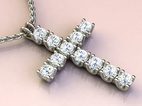 Cross with diamonds 3D Print Model