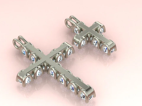 Cross with diamonds 3D Print Model