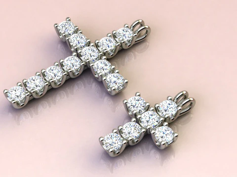 Cross with diamonds 3D Print Model