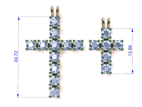 Cross with diamonds 3D-printmodel