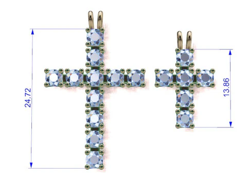 Cross with diamonds 3D Print Model