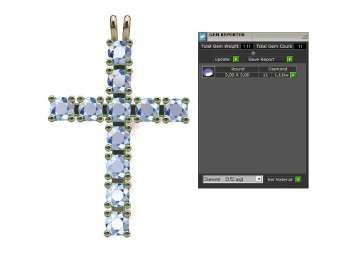 Cross with diamonds 3D Print Model