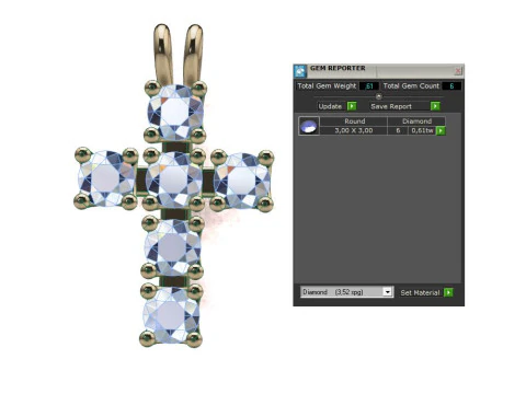 Cross with diamonds 3D Print Model