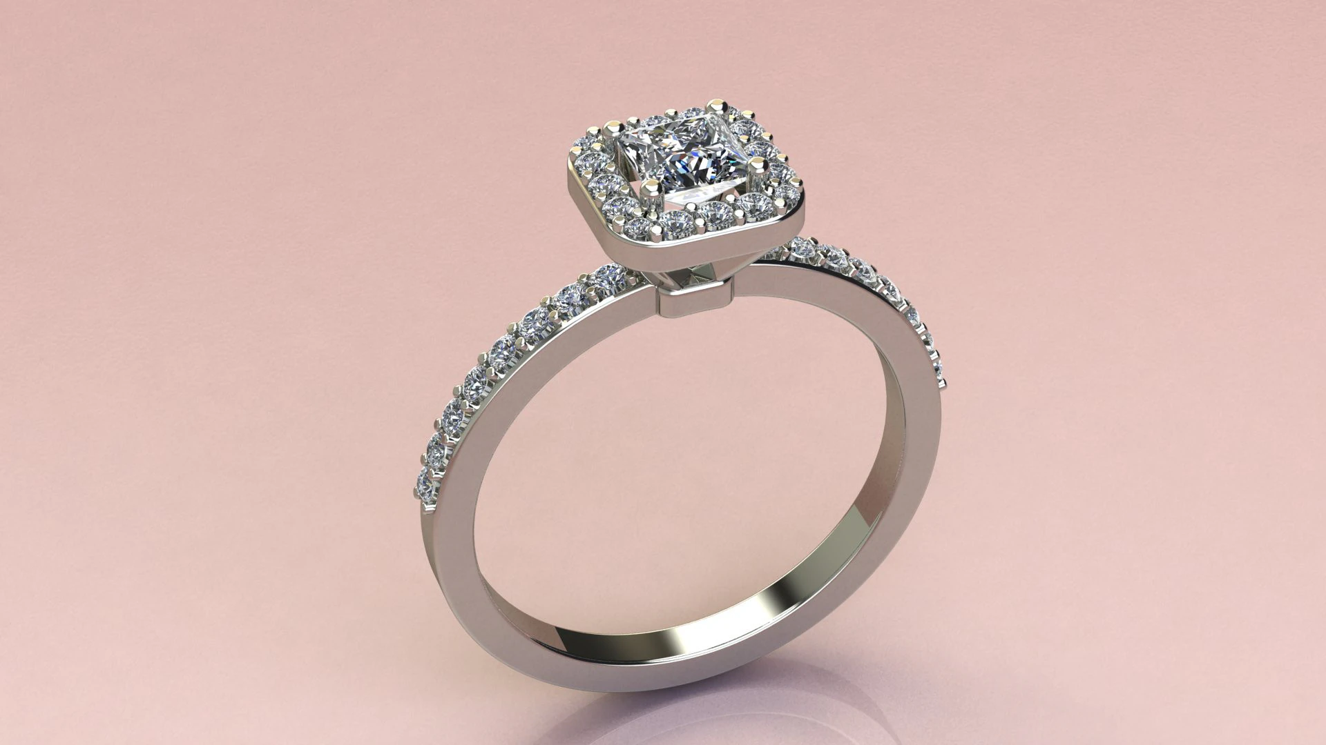 Princess diamond ring 3D Print Model .c4d .max .obj .3ds .fbx .stl .blend 