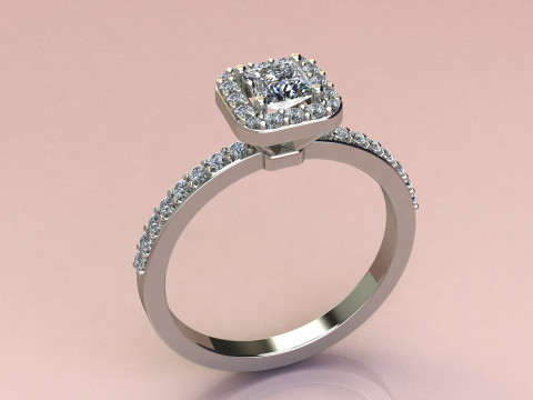 Princess diamond ring 3Dプリントモデル