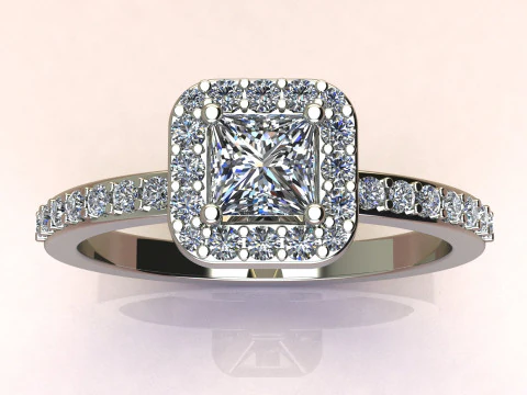 Princess diamond ring 3D Print Model