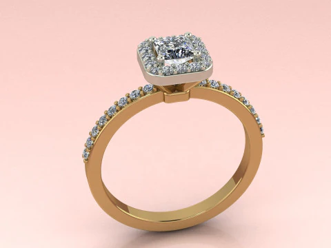 Princess diamond ring 3D Print Model