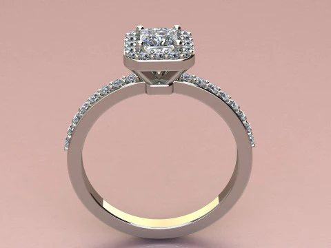 Princess diamond ring 3D Print Model