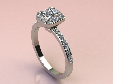 Princess diamond ring Modello di stampa 3D