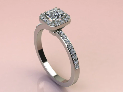 Princess diamond ring 3D Print Model