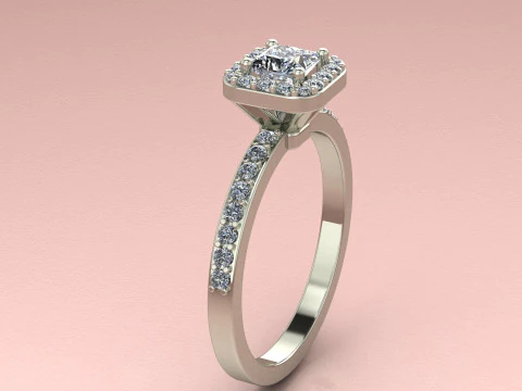 Princess diamond ring 3D Print Model
