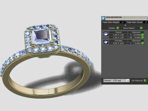 Princess diamond ring 3D Print Model