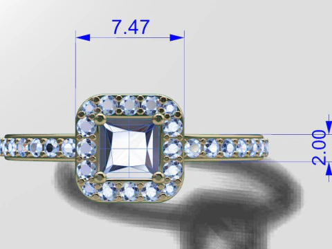 Princess diamond ring 3D Print Model
