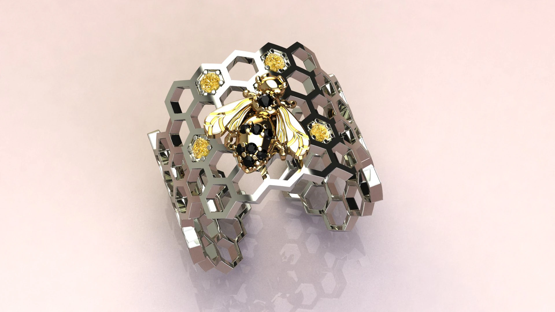 Beehive Ring 3D Print Model .c4d .max .obj .3ds .fbx .stl .blend 