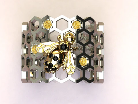 Beehive Ring 3D Print Model