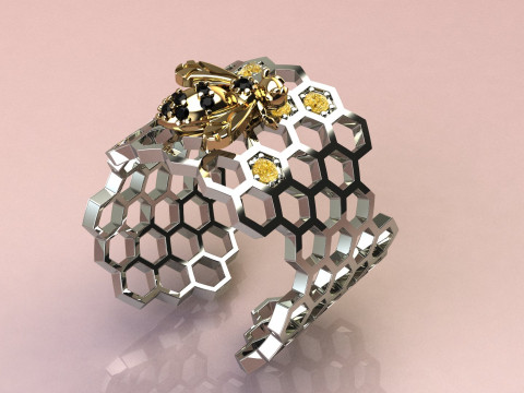 Beehive Ring 3Dプリントモデル