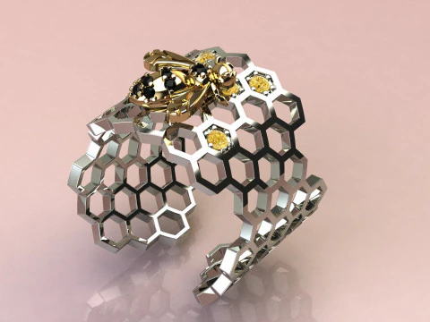 Beehive Ring 3D Print Model