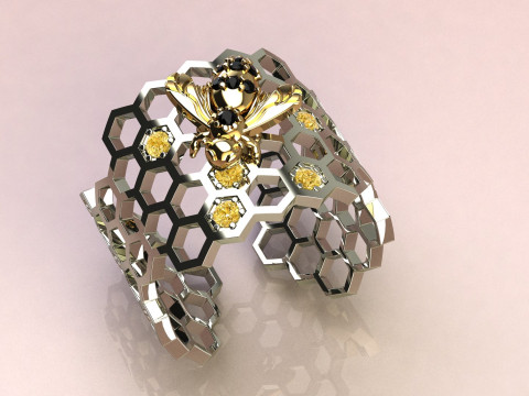 Beehive Ring 3Dプリントモデル