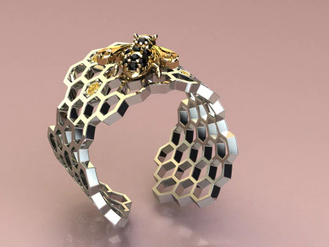 Beehive Ring 3D Print Model