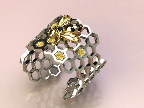 Beehive Ring 3D Print Model