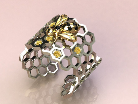 Beehive Ring 3Dプリントモデル