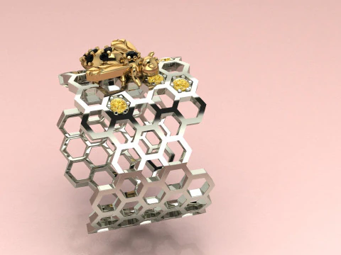 Beehive Ring 3D Print Model