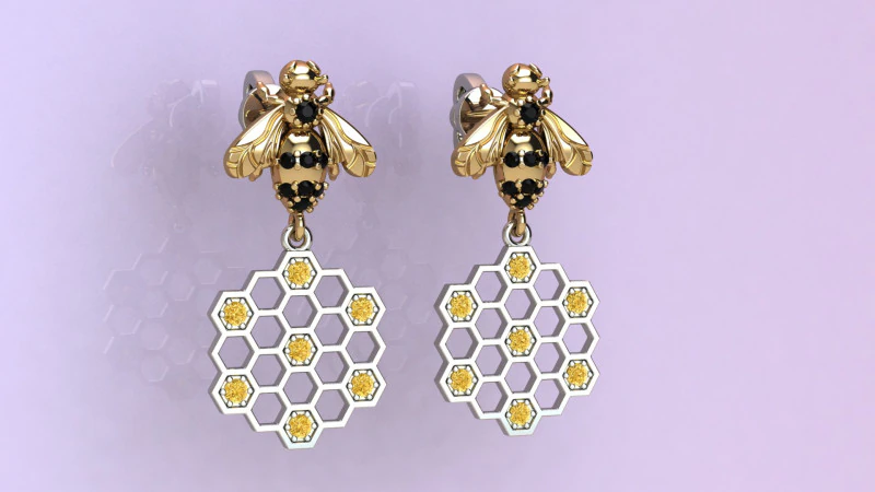 Серьги-улей 3D Принт Модель .c4d .max .obj .3ds .fbx .stl .blend