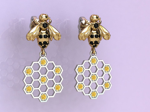 Beehive Earrings Modelo de impresión 3D