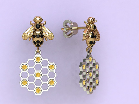 Beehive Earrings Model Cetak 3D