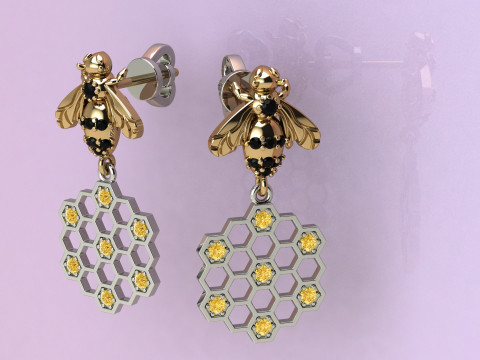 Beehive Earrings Model Cetak 3D