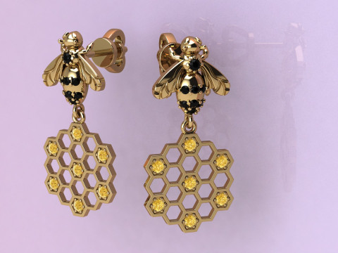 Beehive Earrings Model Cetak 3D