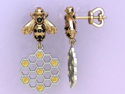 Beehive Earrings Model Cetak 3D