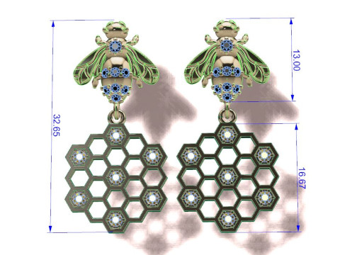 Beehive Earrings Model Cetak 3D