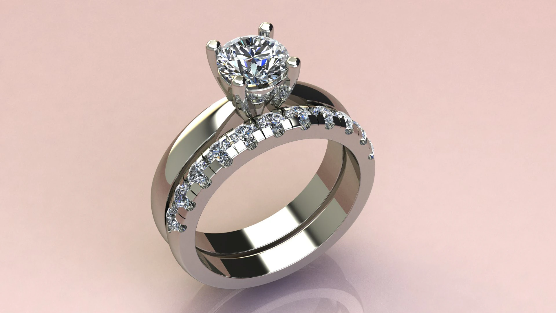 Conjunto de an&eacute;is de diamante Modelo de Impressão 3D .c4d .max .obj .3ds .fbx .stl .blend 