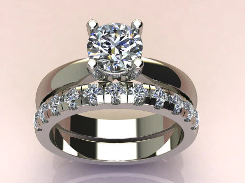 Conjunto de an&eacute;is de diamante Modelo de Impressão 3D