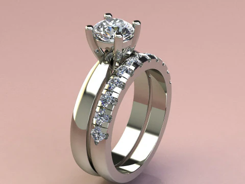 Conjunto de an&eacute;is de diamante Modelo de Impressão 3D