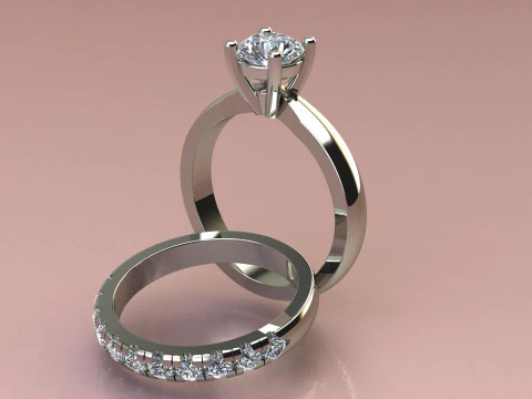 Conjunto de an&eacute;is de diamante Modelo de Impressão 3D