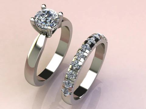 Conjunto de an&eacute;is de diamante Modelo de Impressão 3D