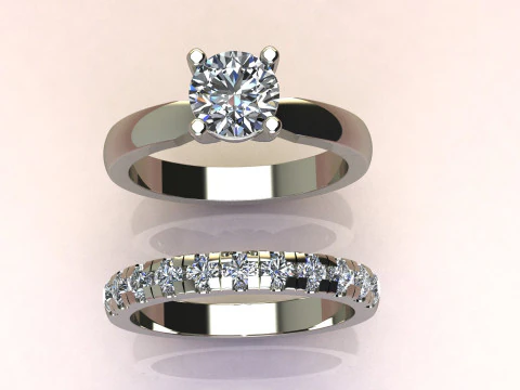 Conjunto de an&eacute;is de diamante Modelo de Impressão 3D