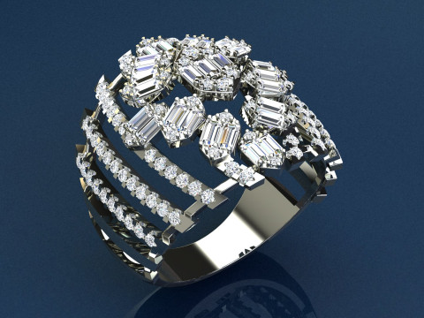 Diamonds Baguettes Ring 3D Принт Модель