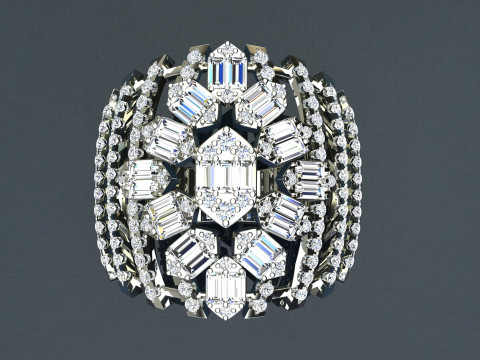Diamonds Baguettes Ring Modello di stampa 3D