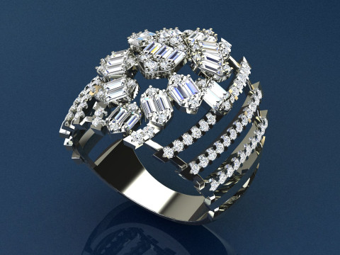 Diamonds Baguettes Ring Modello di stampa 3D