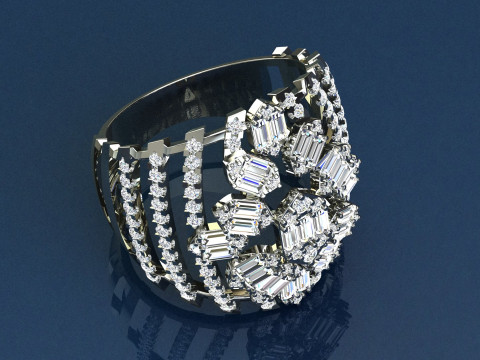 Diamonds Baguettes Ring Modello di stampa 3D