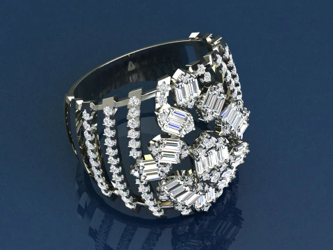 Diamonds Baguettes Ring 3D Print Model