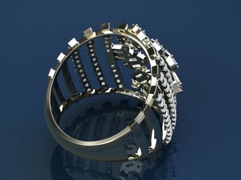 Diamonds Baguettes Ring Modello di stampa 3D